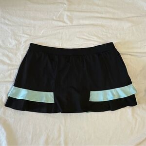 Tail Skort Size L Black & Teal Tennis Skirt Ruffle Athletic Pull On